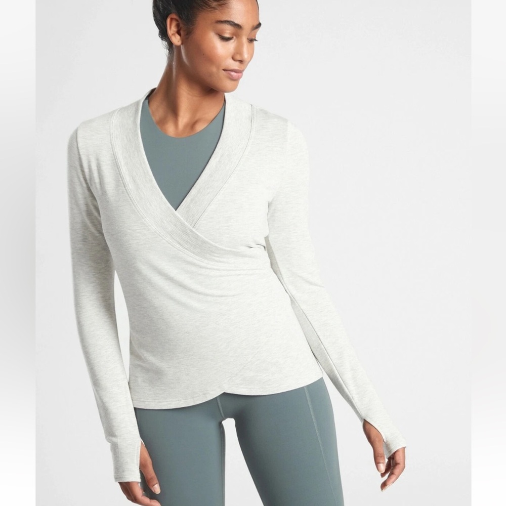 Athleta Poise Dance Activewear Wrap 657534 in Light Grey Heather W2138 Sz S